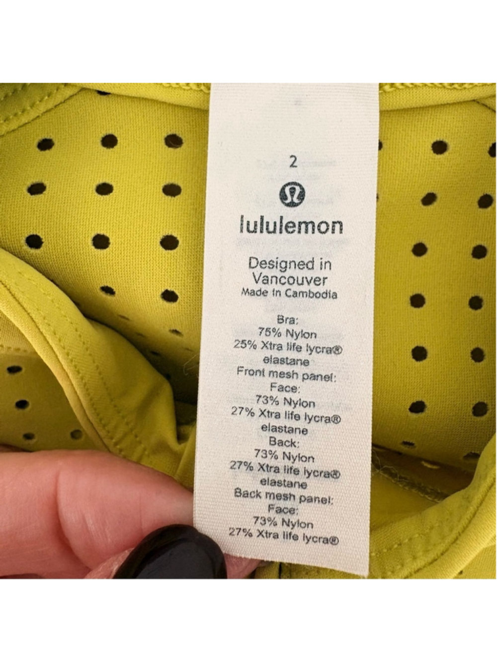 Lululemon Unleash Strength Bra Sz 2 B/C Yellow Serpentine EUC - Picture 4 of 9